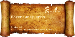 Rozenzweig Anna névjegykártya
